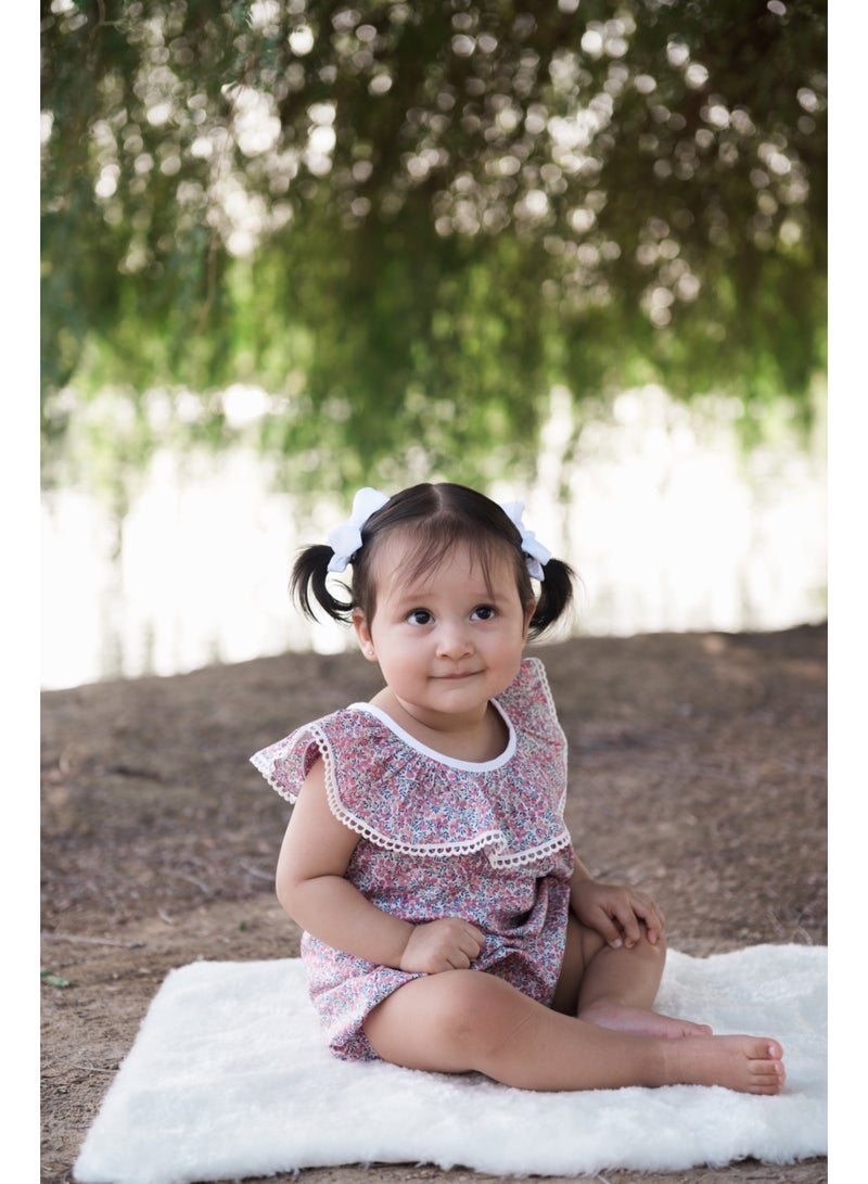 Petite Lamb Couture Liberty Print Romper in Pink - Image 2